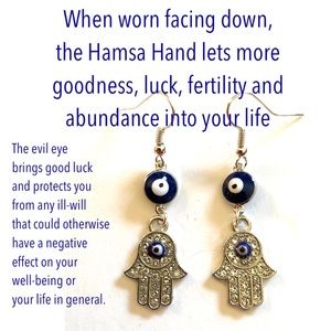 Hamsa Hand Evil Eye Protection Earrings